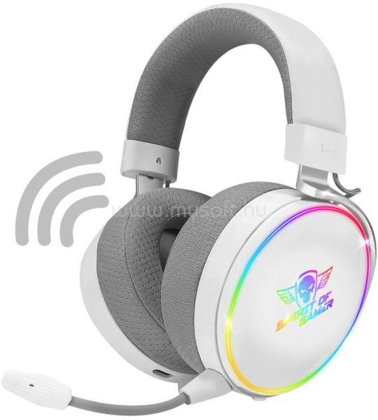 SPIRIT OF GAMER MIC-XH1700W vezeték nélküli gamer headset (MultiPlatform, mikrofon, hangerőszabályzó, nagy-párnás, fehér)