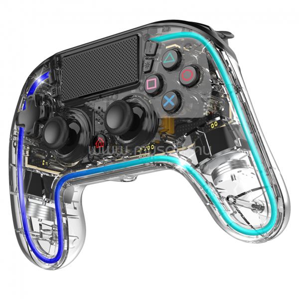 SPIRIT OF GAMER NEON BT RGB vezeték nélküli gamepad (PC/PS3/PS4/iOS/Android, Bluetooth, RGB, átlátszó)
