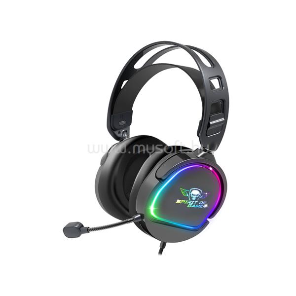 SPIRIT OF GAMER PRO-H6 RGB Black vezetékes headset (MultiPlatform, mikrofon, 3.5mm jack, hangerőszabályzó, 2m kábel, fekete)