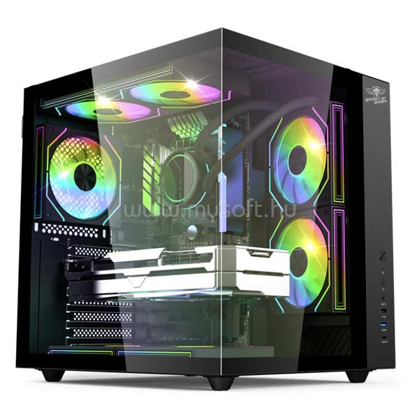 SPIRIT OF GAMER Számítógépház - BANDIT GT (fekete, ablakos, 3x12cm ventilátor, alsó táp,  ATX, 1x USB-C, 3x USB-A)