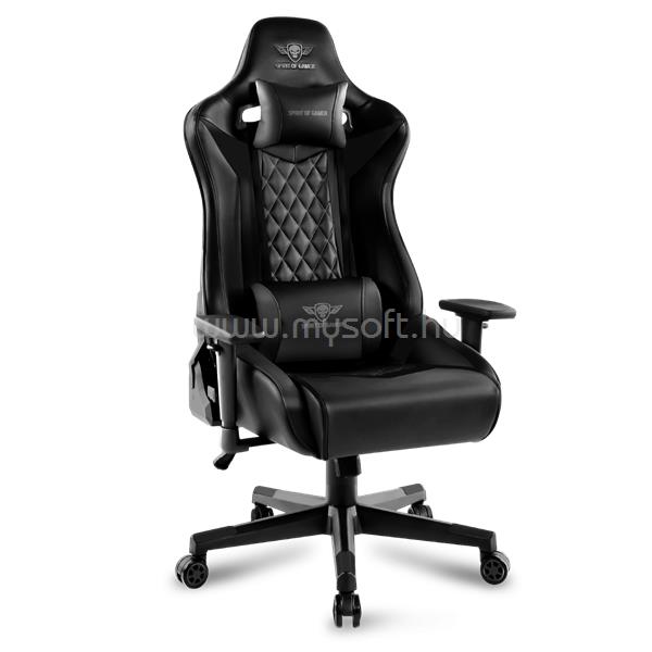 SPIRIT OF GAMER szék - CRUSADER Black (állítható dőlés/magasság/kartámasz; max.120kg-ig, fekete)