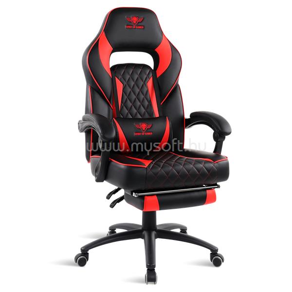SPIRIT OF GAMER MUSTANG Red (állítható dőlés/magasság; kihajtható lábtartó; max.120kg-ig, fekete-piros) szék