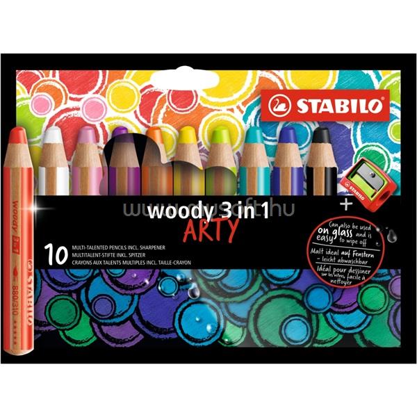 STABILO ARTY Woody 3in1 10db-os vegyes színű krétaceruza