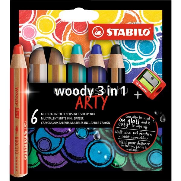 STABILO ARTY Woody 3in1 6db-os vegyes színű krétaceruza