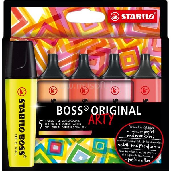 STABILO BOSS ORIGINAL ARTY meleg színek 5 db/csomag szövegkielemő készlet