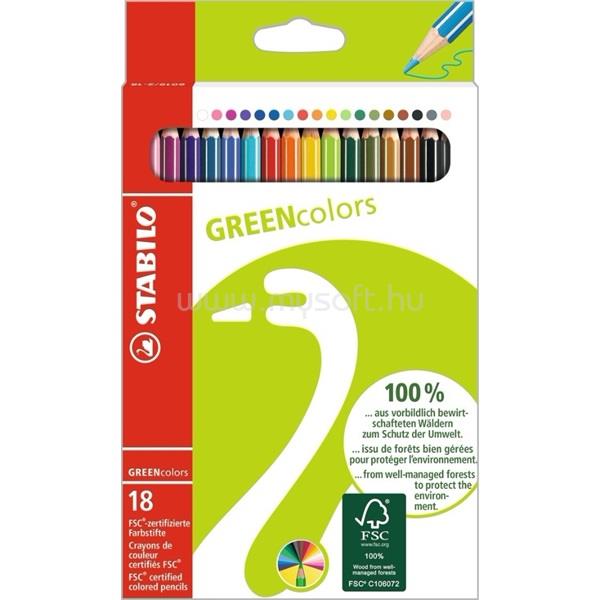 STABILO Greencolors 18db-os vegyes színű színes ceruza