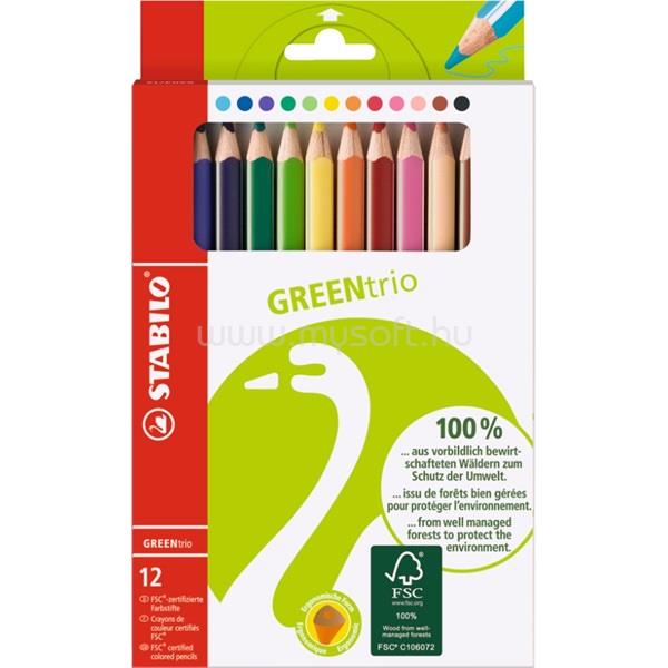 STABILO GreenTrio vastag 12db-os vegyes színű színes ceruza