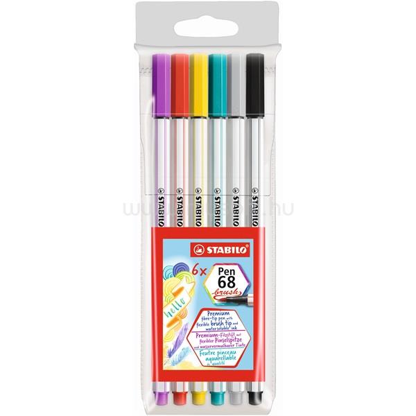 STABILO Pen 68 brush 6db-os vegyes színű ecsetfilc