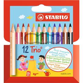 STABILO Trio vastag rövid 12db-os vegyes színű színes ceruza STABILO_205/12-01 small