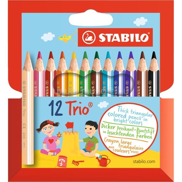 STABILO Trio vastag rövid 12db-os vegyes színű színes ceruza