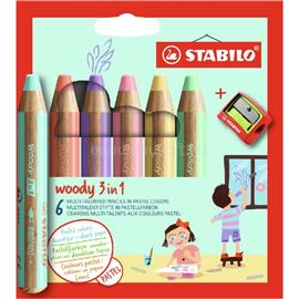 STABILO woody 3in1 Pastel 6 db/csomag krétaceruza készlet hegyezővel STABILO_8806-3 small