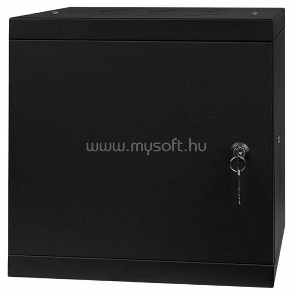 STALFLEX RC10-6U-300MB 10" 6U 300 mm mély lapraszerelt fekete fém ajtós fali rack szekrény