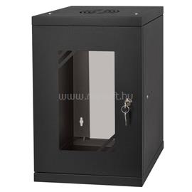 STALFLEX RC10-9U-300GB 10" 9U 300 mm mély lapra szerelt fekete üveg ajtós fali rack szekrény RC10-9U-300GB small
