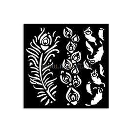 STAMPERIA Masquerade feathers 12X12 cm vastag stencil STAMPERIA_46719 small