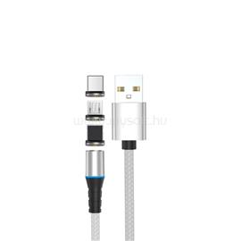 STANSSON 1m 3in1 mágneses fejű microUSB/Type-C/Lightning fonott kábel CL-158 small