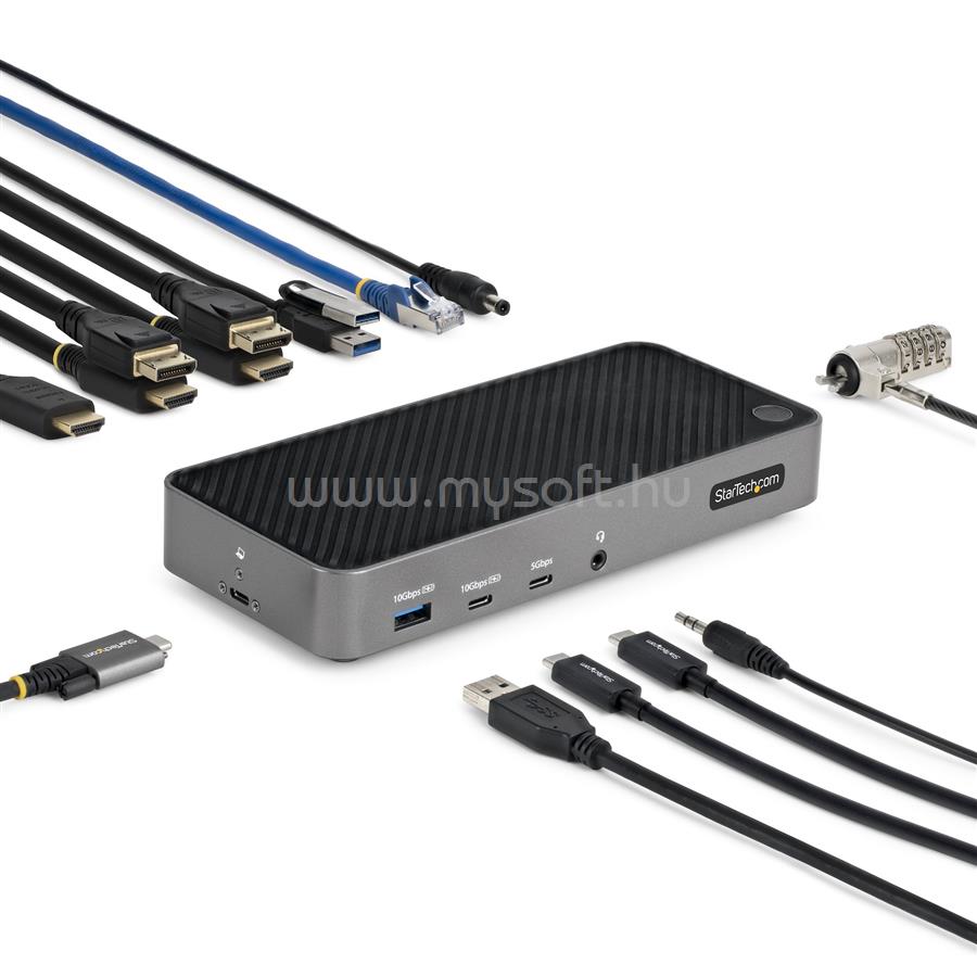 STARTECH USB-C Triple Monitor Docking Station - HDMI/DP Triple 4k USB-C Dock - 5x USB Hub - GbE - 100W PD - Universal Multi Monitor Docking Station - Thunderbolt 3/4 Compatible
