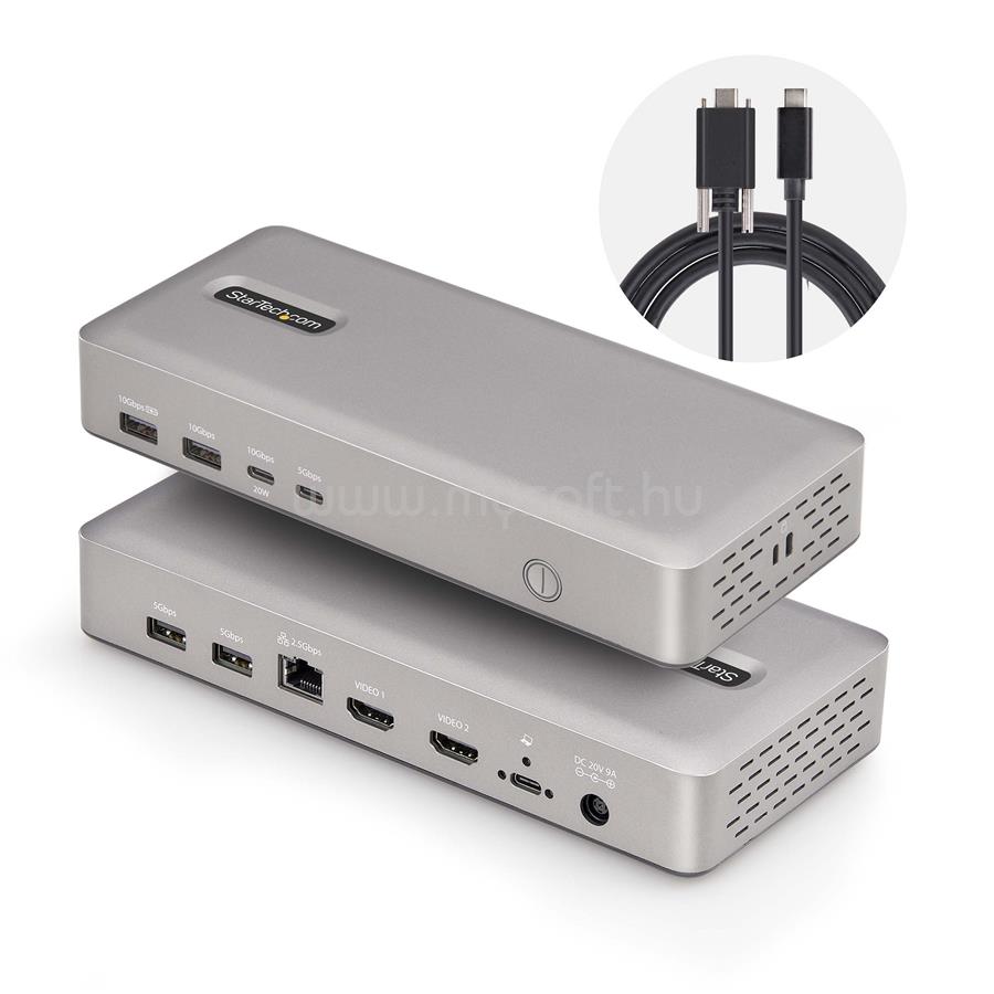 STARTECH Dual-Monitor USB4 Docking Station, Dual 4K 120Hz or Single 8K 60Hz HDMI, 100W Laptop Charging, 2.5GbE, USB-C Multi-Monitor Dock, Driverless