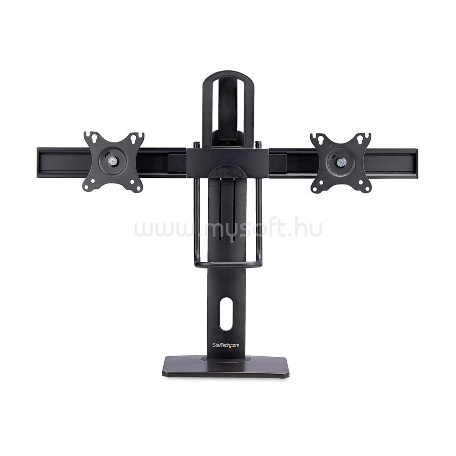 STARTECH Crossbar Dual Monitor Desk Stand For Double 27-inch Screens, VESA Mount 75x75/100x100, Toolless Height Adjustment, Up To 13.2lb (6kg) Per Display