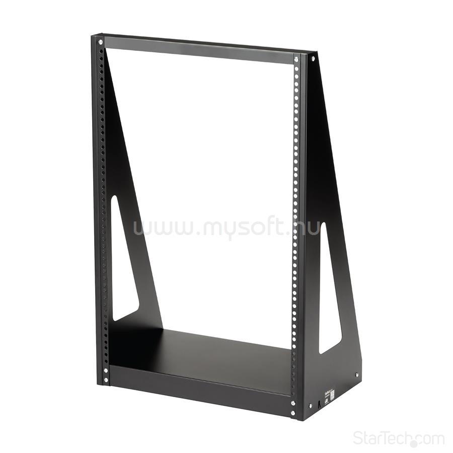 STARTECH 16U 2-Post Open Frame Desktop Server Rack, 19in Compact Space-Saving Floor IT Rack with 350lb (160kg) Weight Capacity
