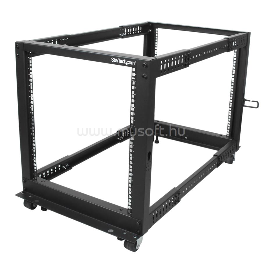 STARTECH 12U 4-Post Server Rack, 19in Open Frame Rack with 40in (101cm) Mounting Depth and 1200lb (544kg) Weight Capacity, Mobile or Floor Mount IT Rack