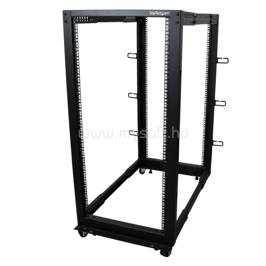 STARTECH 25U 4-Post Server Rack, 19in Open Frame Rack with 40in (101cm) Mounting Depth and 1200lb (544kg) Weight Capacity, Mobile or Floor Mount IT Rack