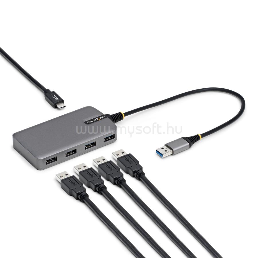 STARTECH 4-Port USB-A Hub, 5Gbps, Bus Powered, USB-A to 4x USB-A Hub with USB-C Auxiliary Power Input