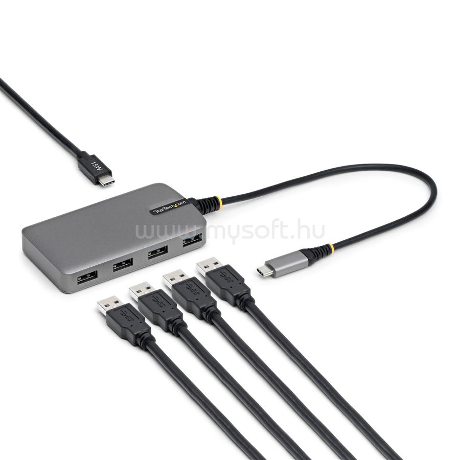 STARTECH 4-Port USB-C Hub, 5Gbps, Bus Powered, USB C to 4x USB-A Hub with USB-C Auxiliary Power Input