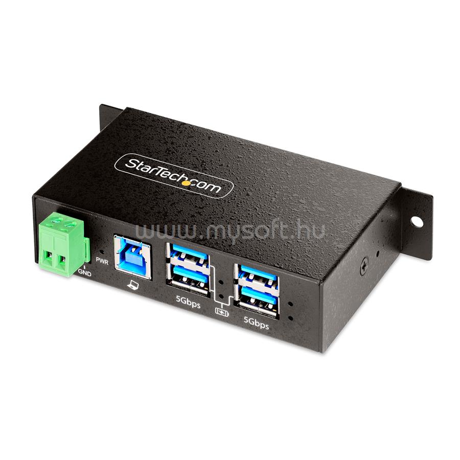 STARTECH 4-Port Managed USB Hub with 4x USB-A, Heavy Duty with Metal Industrial Housing, ESD & Surge Protection, Wall/Desk/Din-Rail Mountable, USB 3.0/3.1/3.2 Gen 1 5Gbps