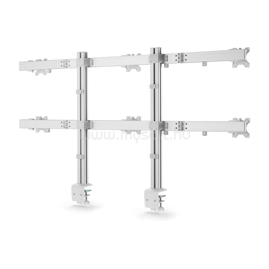 STARTECH Six-Monitor Desk Mount with Crossbar, Up To 32-inch Computer Screens, Max 17.6lb (8kg) each, Dual Column, C-clamp/Grommet, Height Adjustable