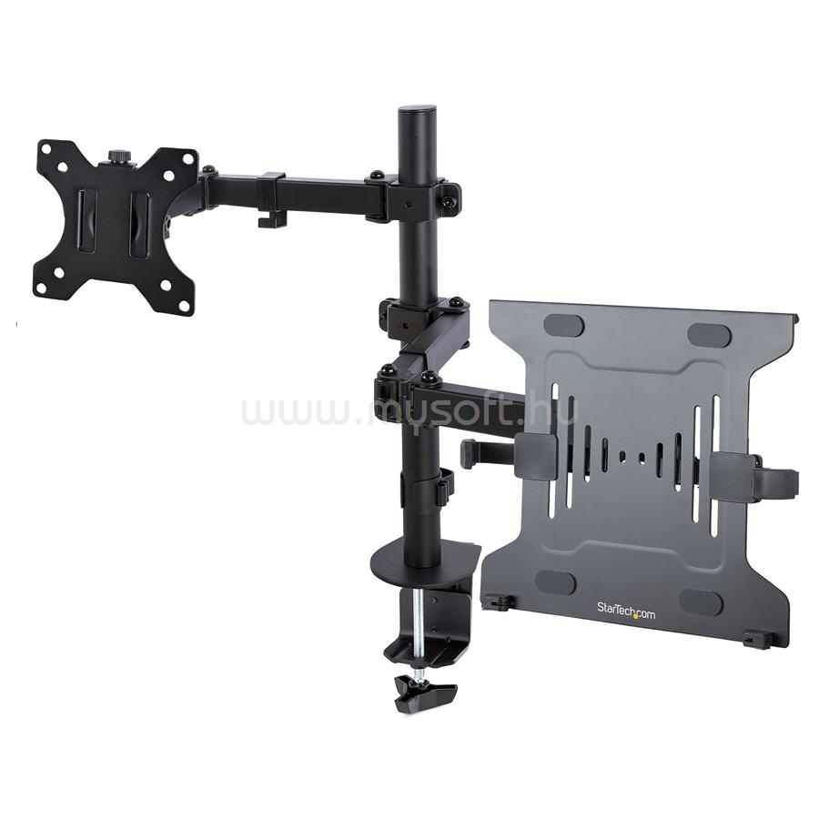 STARTECH Monitor Arm with VESA Laptop Tray, For a Laptop (4.5kg/9.9lb) and a Single Display up to 32" (17.6lb/8kg)