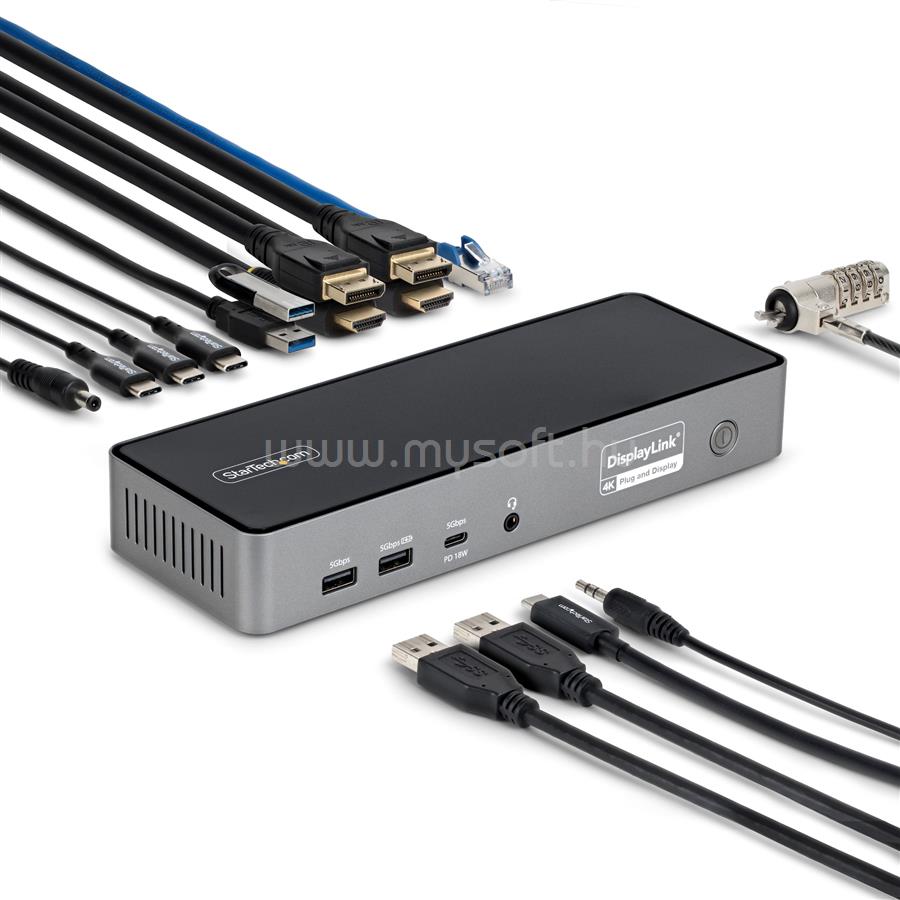STARTECH Triple-Monitor USB-C Docking Station, 140W Laptop Charging Dock for MacBook Pro and Windows, 4K 60Hz HDMI or DisplayPort