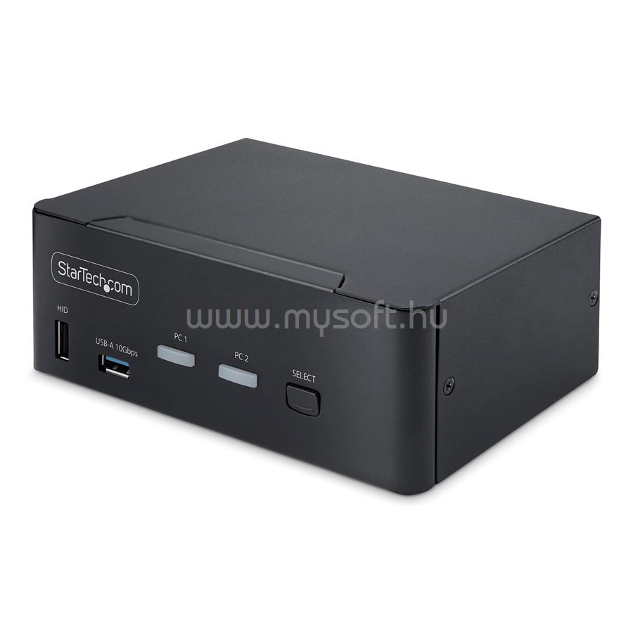 STARTECH 2-Port Dual-Monitor DisplayPort KVM Switch, 8K 60Hz / 4K 144Hz, DP 1.4, 2x USB 10Gbps Ports