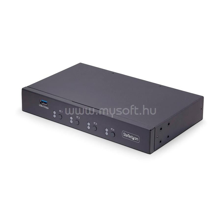 STARTECH 4-Port KM Switch with Mouse Switching, USB Switch for Keyboard/Mouse, 3.5mm/USB Audio, Peripheral Sharing for 4 Computers
