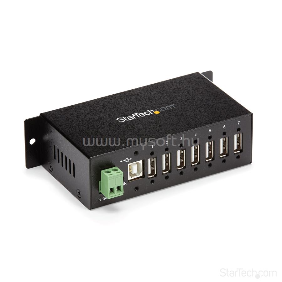 STARTECH 7-Port USB 2.0 Hub - Metal Industrial USB-A Hub with ESD Protection & 350W Surge Protection