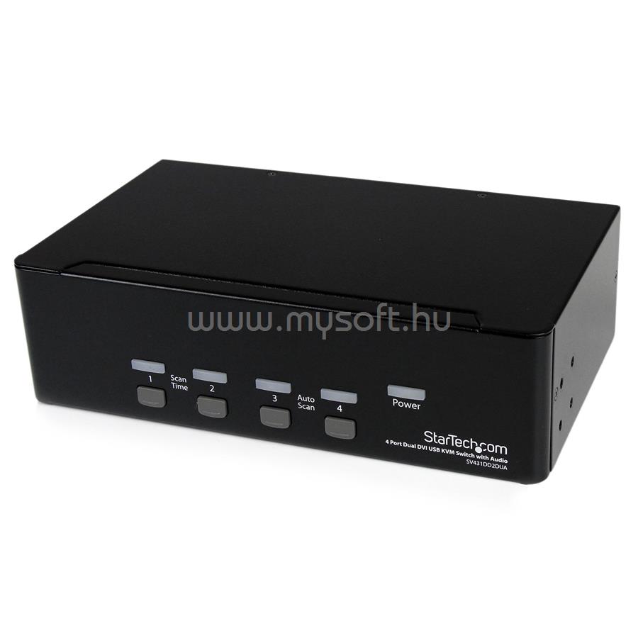 STARTECH 4 Port Dual DVI USB KVM Switch with Audio & USB 2.0 Hub