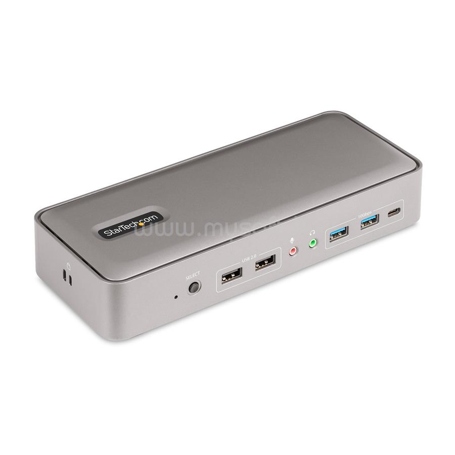 STARTECH Dual-Laptop USB-C KVM Docking Station, Dual Monitor 4K 60Hz DisplayPort Dock, 5-Port USB Hub, GbE, 90W/45W Power Delivery to Two Laptops