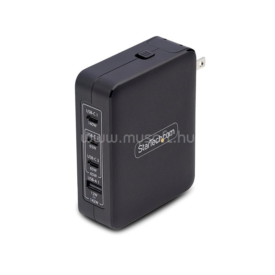 STARTECH 140W USB-C Wall Charger, 3x USB-C/1x USB-A, PD 3.1 International GaN Power Adapter for MacBook/Dell XPS/Inspiron