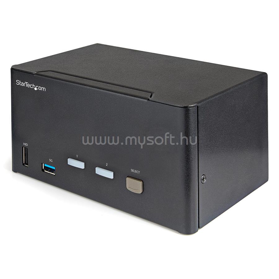 STARTECH 2 Port Triple Monitor DisplayPort KVM Switch - 4K 60Hz UHD HDR - Desktop DP 1.2 KVM with 2 Port USB 3.0 Hub (5Gbps) & 4x USB 2.0 HID Ports, Audio