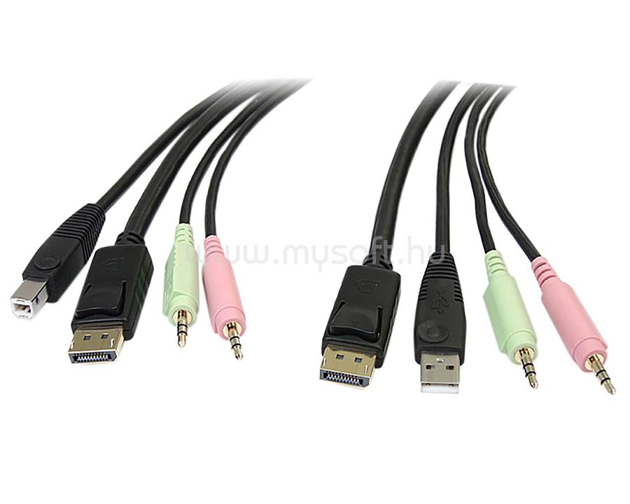 STARTECH 6ft 4-in-1 USB DisplayPort KVM Switch Cable w/ Audio & Microphone