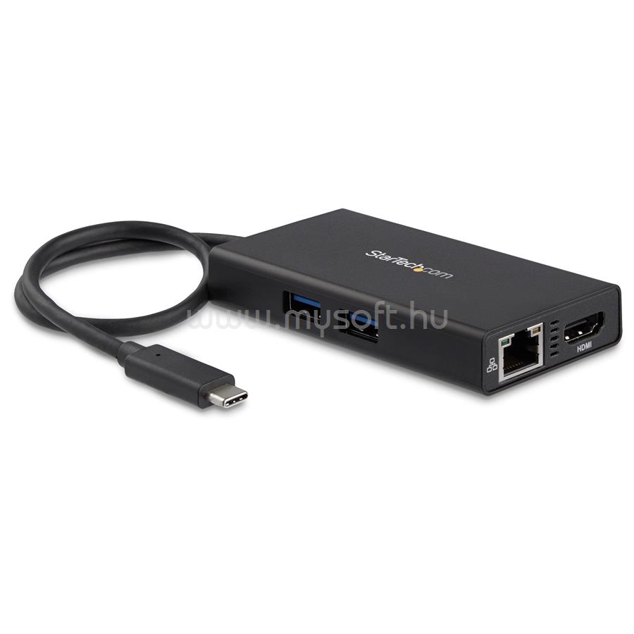 STARTECH USB-C Multiport Adapter - USB-C Travel Docking Station with 4K HDMI - 60W Power Delivery Pass-Through, GbE, 2pt USB-A 3.0 Hub