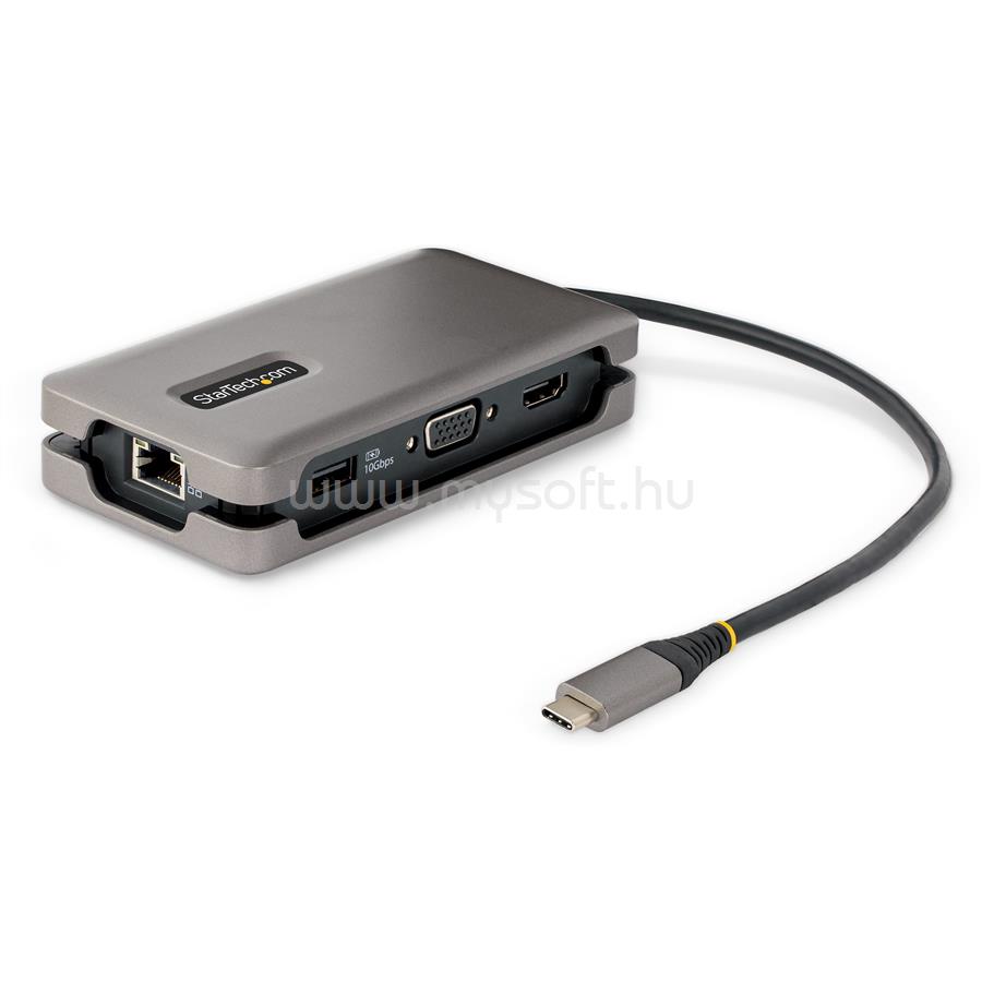 STARTECH USB-C Multiport Adapter - HDMI/VGA - 4K 60Hz - 3-Port USB Hub - 100W Power Delivery Pass-Through - GbE - Travel Mini Docking Station w/ Charging