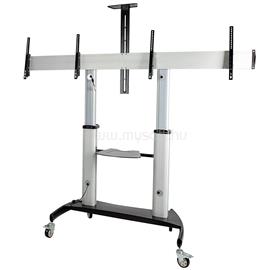 STARTECH Dual TV Cart for 37-60in VESA TVs up to 110lb/50kg each - Height Adjustable TV Mount, Mobile Display Cart w/ Equipment Shelves STNDMTVDUO small