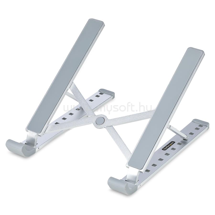STARTECH Foldable Laptop Riser Stand, Portable Height Adjustable Ergonomic Laptop Stand, Ventilated Aluminum Frame Supports 22lb (10Kg)