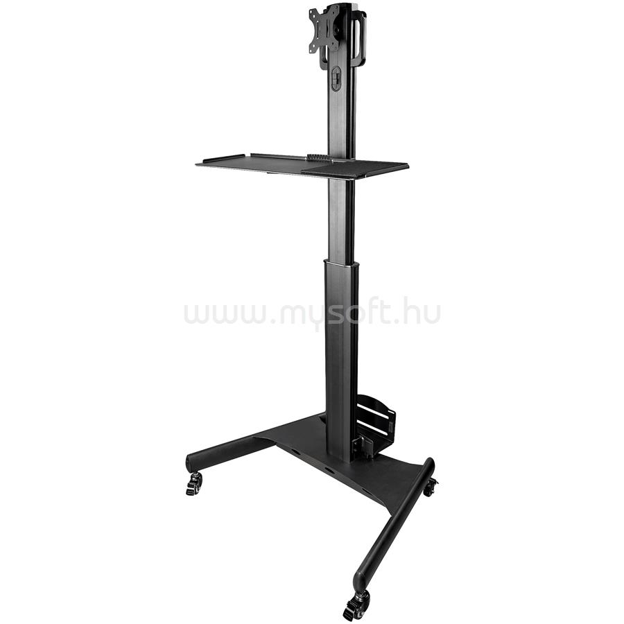 STARTECH Mobile Workstation Cart with Monitor Mount, CPU/PC Holder, Keyboard Tray