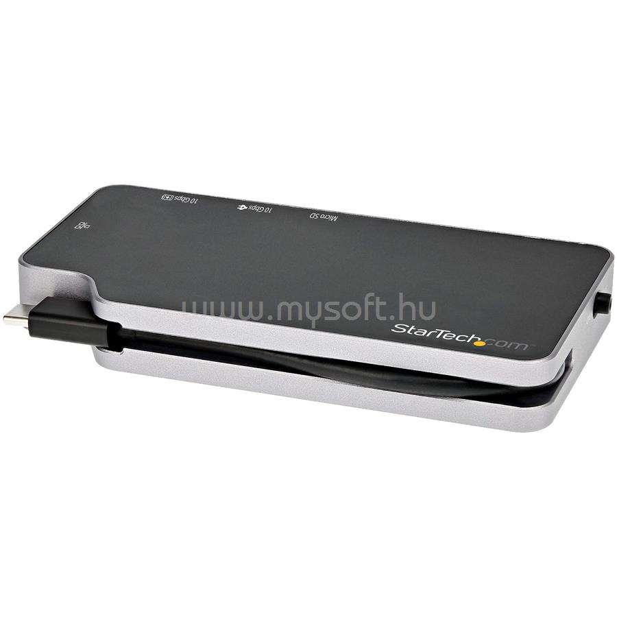 STARTECH USB C Multiport Adapter - USB-C to 4K HDMI or VGA Video with 100W Power Delivery Pass-through, 2-Port 10Gbps USB Hub, MicroSD, GbE - USB 3.1 Type-C Mini/Travel Dock CDP2HVGUASPD large