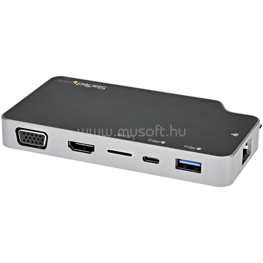 STARTECH USB C Multiport Adapter - USB-C to 4K HDMI or VGA Video with 100W Power Delivery Pass-through, 2-Port 10Gbps USB Hub, MicroSD, GbE - USB 3.1 Type-C Mini/Travel Dock