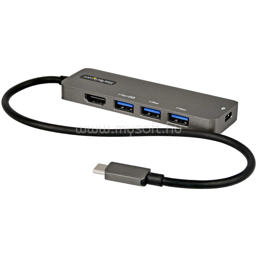 STARTECH USB C Multiport Adapter - USB-C to HDMI 2.0b 4K 60Hz (HDR10), 100W Power Delivery Pass-Through, 4-Port USB 3.0 Hub - USB Type-C Mini Dock