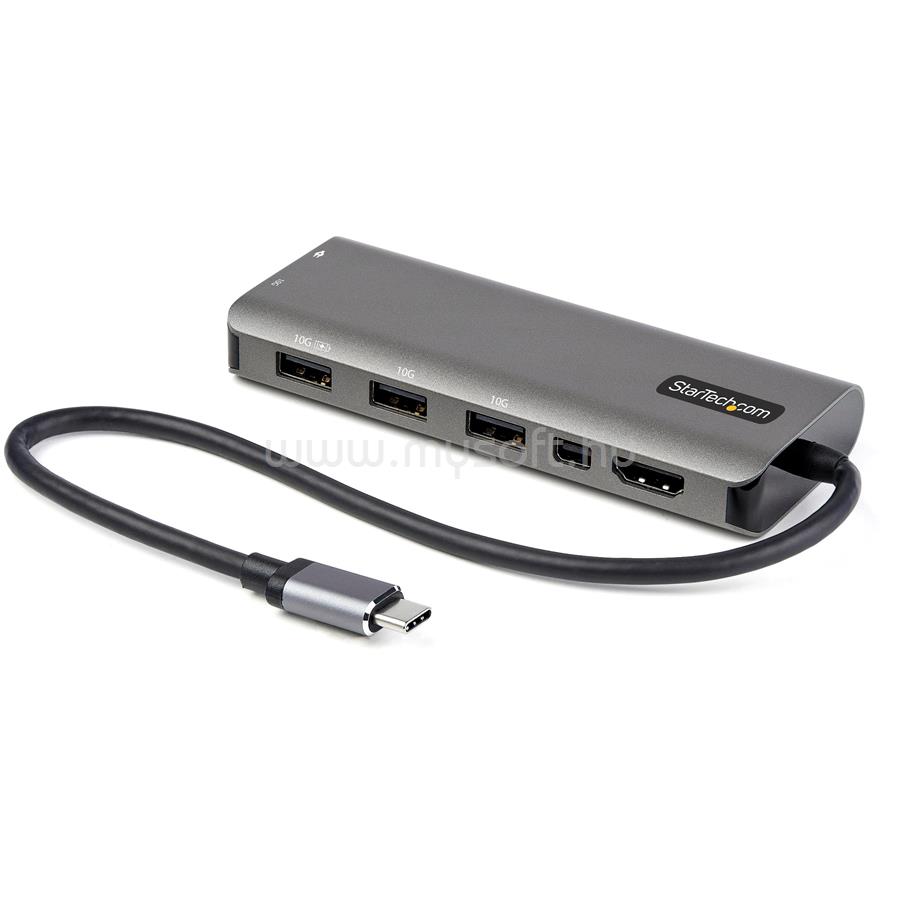 STARTECH USB C Multiport Adapter - USB-C to HDMI or Mini DisplayPort 4K 60Hz, 100W Power Delivery Pass-Through, 4-Port 10Gbps USB Hub - USB Type-C Mini Dock