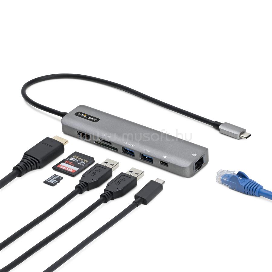 STARTECH USB-C Multiport Adapter Hub, USB-C to 4K 60Hz HDMI, Gigabit Ethernet and 100W Laptop Charging for Macbook Pro / Air and Windows