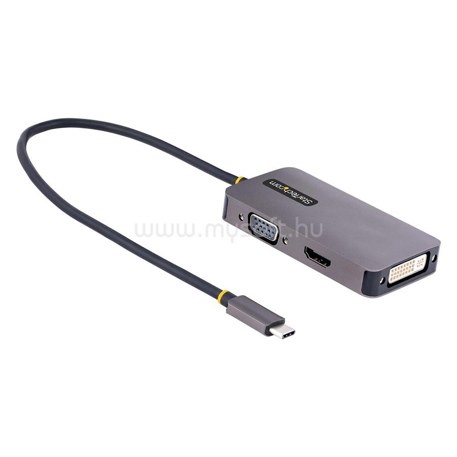 STARTECH USB C Video Adapter, USB C to HDMI DVI VGA Adapter, Up to 4K 60Hz, Aluminum, Multiport Video Display Adapter, Thunderbolt 3 / 4 Compatible